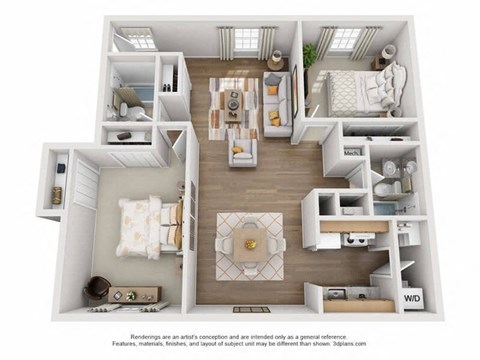 a floor plan of a 3 bedroom apartment
